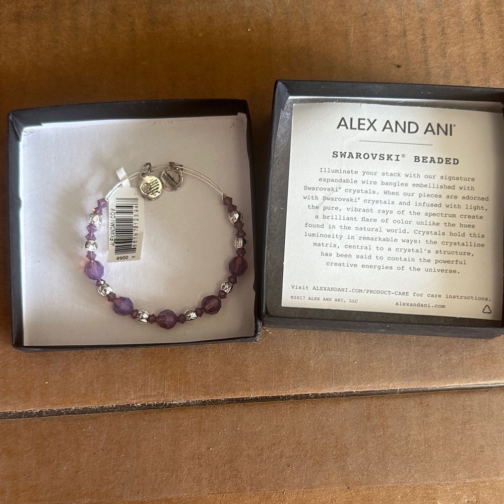 New with tags! Alex and Ani Amethyst Swarovski Beaded Bracelet